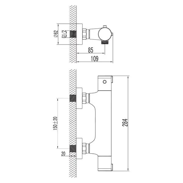 IMPRESE CENTRUM cмеситель для душа с термостатом (15400) фото 2 Aquada.com.ua
