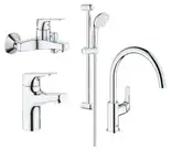 Grohe Набор смесителей BauFlow 4 в 1 для ванны и кухни (121640K)