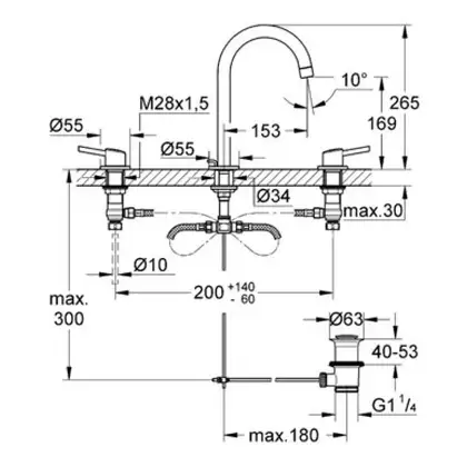 Grohe Concetto Смеситель для раковины на три отверстия, L-Size (20216001) фото 3 Aquada.com.ua Grohe Concetto Смеситель для раковины на три отверстия, L-Size (20216001) фото 3 Aquada.com.ua