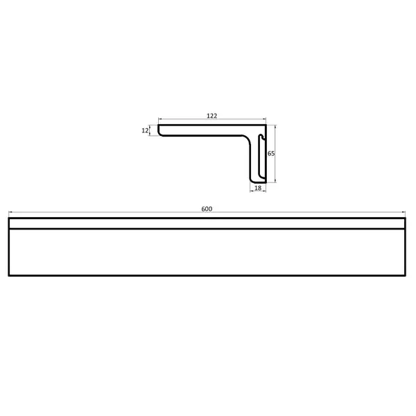 VOLLE Полочка 60*12*6,5см каменная Solid surface (18-40-115) фото 3 Aquada.com.ua
