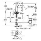 Смеситель для раковины Grohe Essence M-Size (цвет - тёмный графит, матовый), с донным клапаном (23462AL1) фото 2 Aquada.com.ua