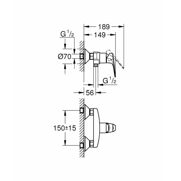 Смеситель для душа Grohe Bau Flow (цвет - хром) (23632000) Смеситель для душа Grohe Bau Flow (цвет - хром) (23632000)