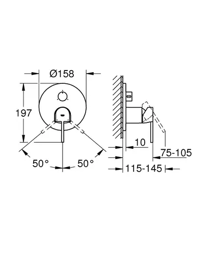 Смеситель для душа, с переключателем на 3 положения Grohe Plus (цвет - хром) (24093003) фото 2 Aquada.com.ua