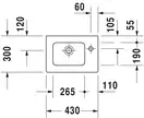 DURAVIT ME BY STARCK умывальник 43*30см, мебельный, с 1м отв. под смеситель, с переливом (0723430000) фото 2 Aquada.com.ua
