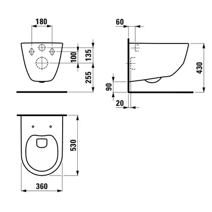 LAUFEN Комплект: PRO Rimless унитаз подвесной 36*53см + PRO Slim сиденье с крышкой для унитаза, съемное, с системой плавного опускания (H8209660000001+H8989660000001) фото 2 Aquada.com.ua