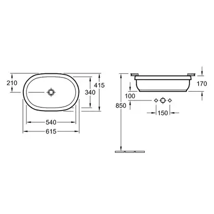 VILLEROY & BOCH Раковина под столешницу Villeroy&Boch Architectura 54х34 см (41766001) фото 2 Aquada.com.ua