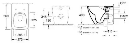 VILLEROY & BOCH VENTICELLO унитаз 37,5*56см Rimless, напольный, DirectFlush, цвет белый альпин С+ (4613R0R1) фото 3 Aquada.com.ua