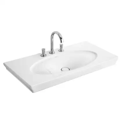 VILLEROY & BOCH LA BELLE умывальник 100*49см на 3 отв для тумбы А58410/20, 3 отверстия выбиты, белый альпин CeramicPlus (6124A1R1) фото 1 Aquada.com.ua VILLEROY & BOCH LA BELLE умывальник 100*49см на 3 отв для тумбы А58410/20, 3 отверстия выбиты, белый альпин CeramicPlus (6124A1R1) фото 1 Aquada.com.ua