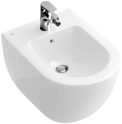VILLEROY & BOCH SUBWAY биде подвесн. 37*56см, для 1-позиц. смесителя, отверст. выбито, с перелив., Star White CeramicPlus (740000R2) фото 1 Aquada.com.ua