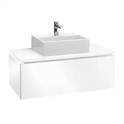 VILLEROY & BOCH LEGATO тумба 100*38*50см под раковину, подвесная, умывальник устанавливается в центре, цвет белый глянец (B10500DH) фото 1 Aquada.com.ua