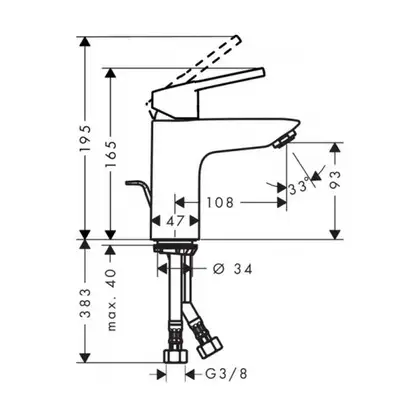 Hansgrohe Смеситель для раковины однорычажный, со сливным гарнитуром, хром Logis Loop 100 (71151000) фото 4 Aquada.com.ua