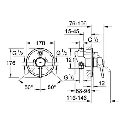 Смеситель однорычажный для ванны Grohe Concetto DN 15 (цвет - хром) со встраиваемой и наружной частью (32214001) фото 2 Aquada.com.ua