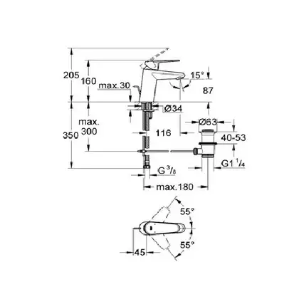 Смеситель для раковины Grohe Eurodisc Cosmopolitan (цвет - хром) (33190002) фото 4 Aquada.com.ua