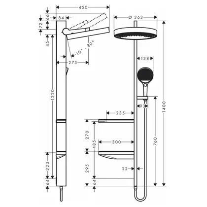 Душевая система Hansgrohe Rainfinity (цвет - белый матовый) (26842700) фото 8 Aquada.com.ua Душевая система Hansgrohe Rainfinity (цвет - белый матовый) (26842700) фото 8 Aquada.com.ua