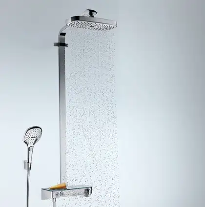 Душевая система с термостатом Hansgrohe Raindance E Showerpipe 300 2jet с ShowerTablet Select 300 (цвет - хром) (27126000) фото 2 Aquada.com.ua Душевая система с термостатом Hansgrohe Raindance E Showerpipe 300 2jet с ShowerTablet Select 300 (цвет - хром) (27126000) фото 2 Aquada.com.ua