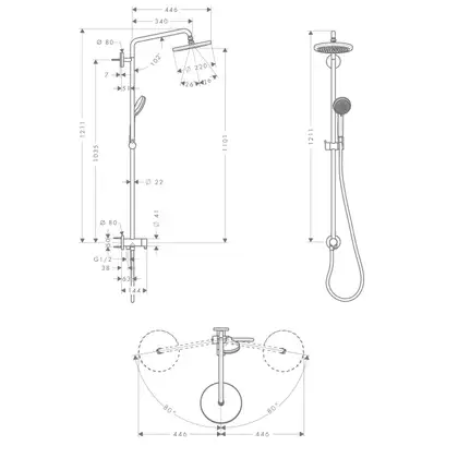 Душевая система Hansgrohe Cromaт Showerpipe 220 1jet Reno (цвет - хром) (27224000) фото 2 Aquada.com.ua Душевая система Hansgrohe Cromaт Showerpipe 220 1jet Reno (цвет - хром) (27224000) фото 2 Aquada.com.ua