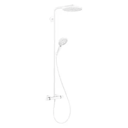 Душевая система с термостатом Hansgrohe Raindance Select S Showerpipe 240 1jet PowderRain (цвет - белый матовый) (27633700) фото 2 Aquada.com.ua Душевая система с термостатом Hansgrohe Raindance Select S Showerpipe 240 1jet PowderRain (цвет - белый матовый) (27633700) фото 2 Aquada.com.ua