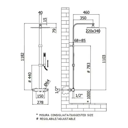 Душевая система с термостатом Paffoni City 220 х 340 мм (цвет - хром) (ZCOL665CR) фото 4 Aquada.com.ua