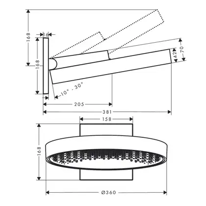 Верхний душ Ø 360 мм Hansgrohe Rainfinity, 1 тип струи (цвет - матовая бронза) (26230140) фото 2 Aquada.com.ua Верхний душ Ø 360 мм Hansgrohe Rainfinity, 1 тип струи (цвет - матовая бронза) (26230140) фото 2 Aquada.com.ua