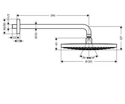 Верхний душ Hansgrohe Raindance Select S 300 2jet Ø 300 мм (цвет - хром/белый) (27378400) фото 2 Aquada.com.ua