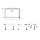 Мойка для монтажа под столешницу Hansgrohe S51 S510-U660 (цвет - серый камень) 660 (43432290) фото 2 Aquada.com.ua