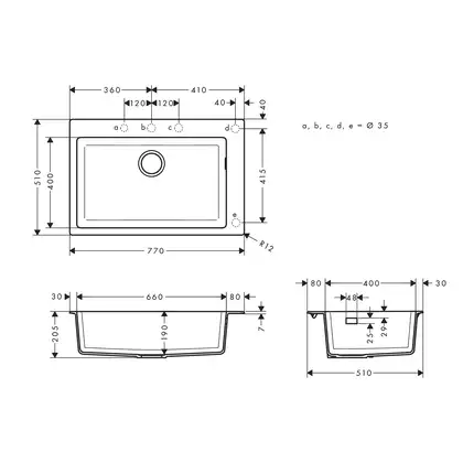Встраиваемая кухонная мойка Hansgrohe S51 S510-F660 (цвет - серый бетон) 660 (43313380) фото 2 Aquada.com.ua
