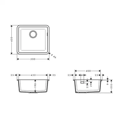 Мойка для монтажа под столешницу Hansgrohe S51 S510-U450 (цвет - серый бетон) 450 (43431380) фото 2 Aquada.com.ua Мойка для монтажа под столешницу Hansgrohe S51 S510-U450 (цвет - серый бетон) 450 (43431380) фото 2 Aquada.com.ua