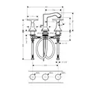 Смеситель для раковины на 3 отверстия Hansgrohe Metropol Classic (цвет - хром), с донным клапаном (31306000) фото 2 Aquada.com.ua