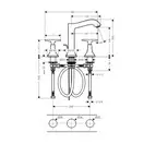 Смеситель для раковины на 3 отверстия Hansgrohe Metropol Classic (цвет - хром), с донным клапаном (31307000) фото 2 Aquada.com.ua
