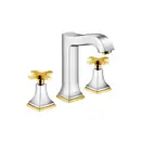 Смеситель для раковины на 3 отверстия Hansgrohe Metropol Classic (цвет - хром/золото), с донным клапаном (31307090) фото 1 Aquada.com.ua