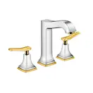 Смеситель для раковины на 3 отверстия Hansgrohe Metropol Classic (цвет - хром/золото), с донным клапаном (31331090) фото 1 Aquada.com.ua