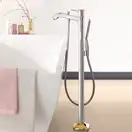 Смеситель для ванны однорычажный, напольный Hansgrohe Metropol Classic (цвет - хром/золото) (31445090) фото 3 Aquada.com.ua
