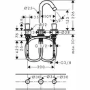 Смеситель для раковины, двухвентильный Hansgrohe Logis (цвет - хром), донным клапаном (71133000) фото 3 Aquada.com.ua