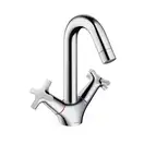 Смеситель для раковины, двухвентильный Hansgrohe Logis (цвет - хром), с донным клапном (71270000) фото 1 Aquada.com.ua