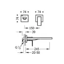 Смеситель для раковины со стены TRES Cuadro 245 mm хром (00620011) фото 3 Aquada.com.ua