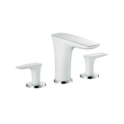 Cмеситель для раковины Hansgrohe PuraVida (цвет - хром/белый), с донным клапаном Push-Open (15073400) фото 1 Aquada.com.ua Cмеситель для раковины Hansgrohe PuraVida (цвет - хром/белый), с донным клапаном Push-Open (15073400) фото 1 Aquada.com.ua