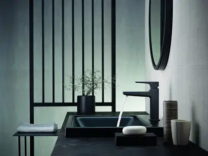 Смеситель для раковины Hansgrohe Metropol (цвет - чёрный матовый), с донным клапаном Push-Open (32507670) фото 2 Aquada.com.ua