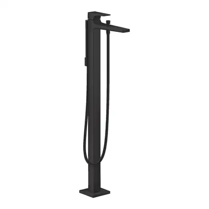 Смеситель для ванны напольный Hansgrohe Metropol (цвет - чёрный матовый), с душевым гарнитуром (32532670) фото 1 Aquada.com.ua