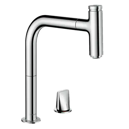 Смеситель для кухни Hansgrohe Metris Select 200 2jet (цвет - хром), с вытяжным душем (73819000) фото 1 Aquada.com.ua