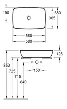 Раковина накладная на столешницу Villeroy & Boch Artis CeramicPlus 58х38 см (417258R1) фото 2 Aquada.com.ua