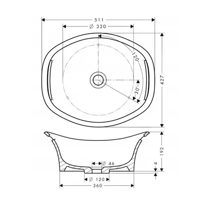 Раковина накладная на столешницу Axor (Hansgrohe) Urquiola 511 х 427 мм (11301000) фото 2 Aquada.com.ua