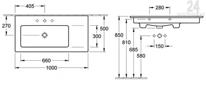 Раковина Villeroy & Boch Venticello 100х50 см (4134L101) фото 4 Aquada.com.ua