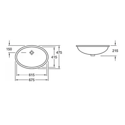 Раковина встраиваемая под столешницу Villeroy & Boch Evana 615 х 415 мм (61440001) фото 4 Aquada.com.ua