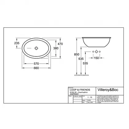 VILLEROY & BOCH Раковина встраиваемая в столешницу Villeroy&Boch Loop & Friends 660 х 470 мм (615530R1) фото 4 Aquada.com.ua VILLEROY & BOCH Раковина встраиваемая в столешницу Villeroy&Boch Loop & Friends 660 х 470 мм (615530R1) фото 4 Aquada.com.ua