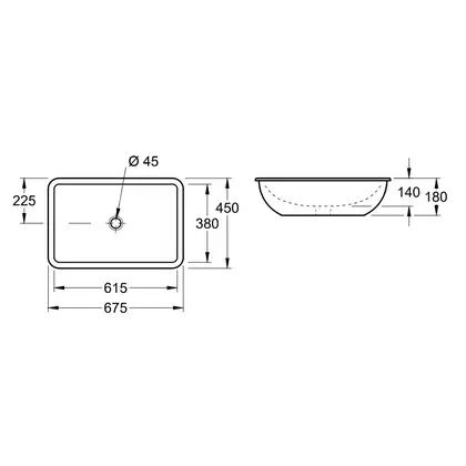 Раковина встраиваемая под столешницу Villeroy & Boch Loop & Friends 615 х 380 мм (61632001) фото 3 Aquada.com.ua