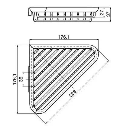 Мыльница-сетка угловая 176 х 176 х 37 мм Emco System 2 (цвет - хром) (354500102) фото 2 Aquada.com.ua