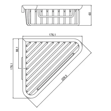 Мыльница-сетка угловая 176 х 176 х 60 мм Emco System 2 (цвет - хром) (354500105) фото 2 Aquada.com.ua Мыльница-сетка угловая 176 х 176 х 60 мм Emco System 2 (цвет - хром) (354500105) фото 2 Aquada.com.ua