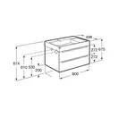 Комплект из раковины и тумбы Roca Inspira 800 х 498 х 674 мм (цвет отделки - 403 city oak / dark mirror) (A851076403) фото 2 Aquada.com.ua