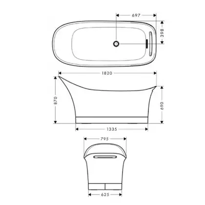 Ванна из минерального литья Axor (Hansgrohe) Urquiola 182 х 79,5 см (11440000) фото 3 Aquada.com.ua Ванна из минерального литья Axor (Hansgrohe) Urquiola 182 х 79,5 см (11440000) фото 3 Aquada.com.ua