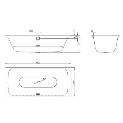 Ванна металлическая встраиваемая 180 х 80 см Grohe Essence, с покрытием EasyClean (3962000H) фото 5 Aquada.com.ua